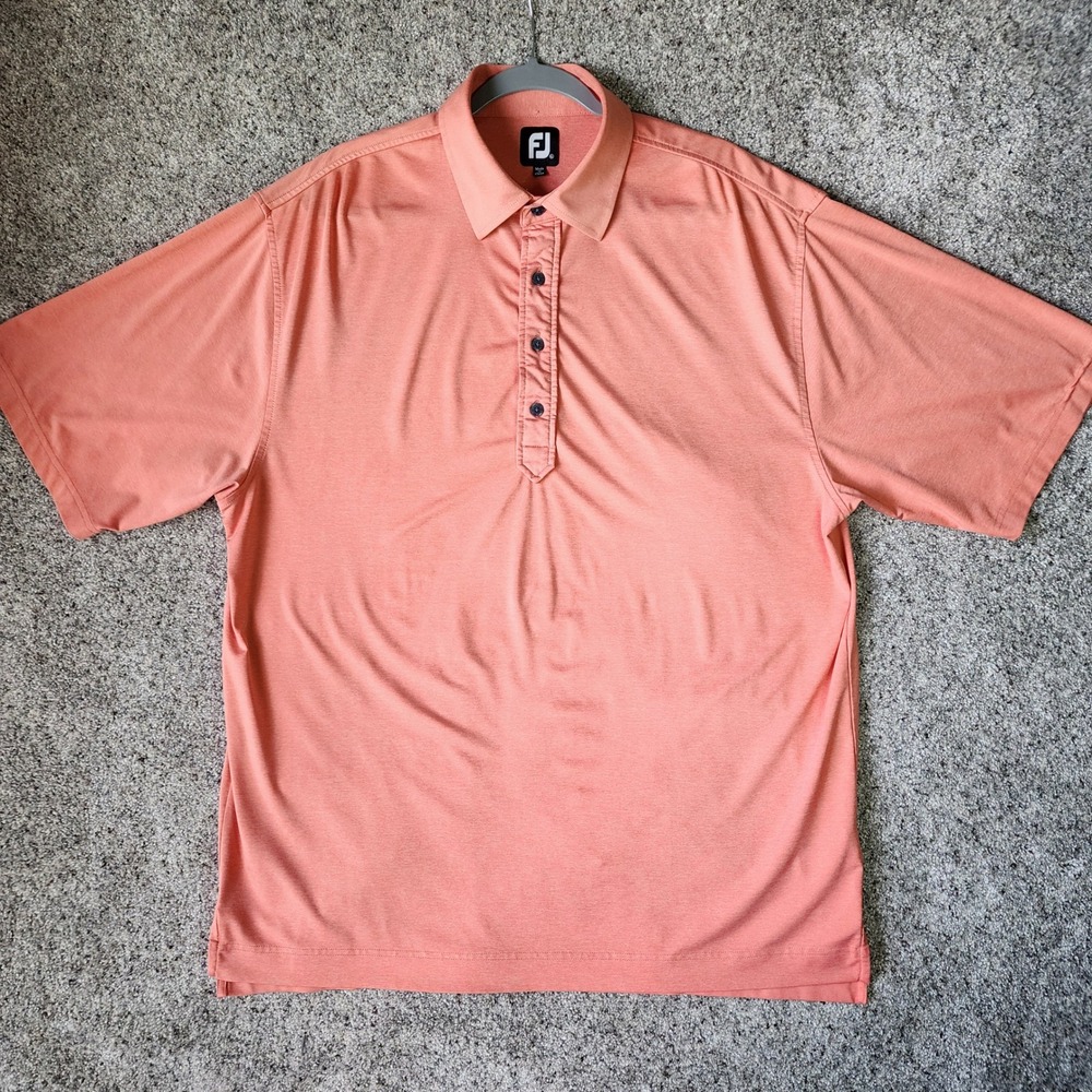 FootJoy Polo Shirt Mens XL Heathered Coral Performance Golf Top Excellent